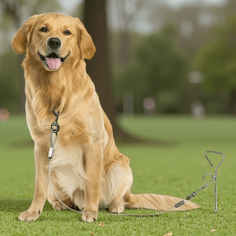 TEMU Heavy Duty Sturdy Spiral Dog Stake Rust Proof Ground Anchor For Yard Lawn Reinforced 360 Swivel Anti Escape Pet Tether Post Ideal For Outdoor Beach Use 1pc