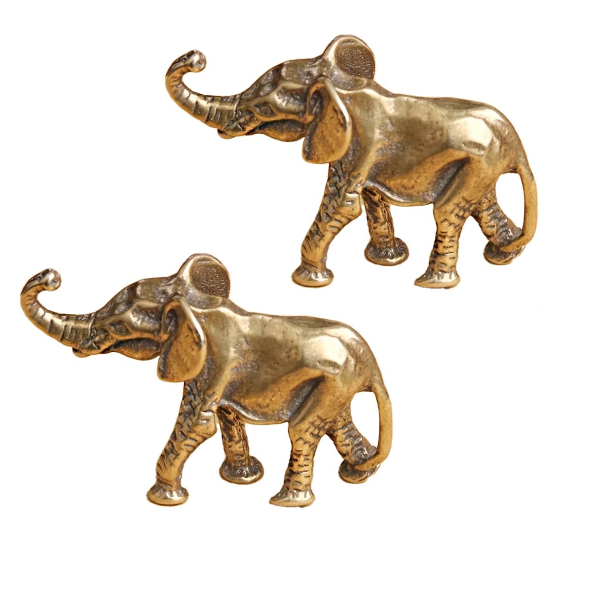 TEMU 2pcs Retro Distressed Elephant Ornaments - Exquisitely Carved Mascot Desktop Decoration, Symbolizing And , Polished Surface, Home Decoration, , Good Gift