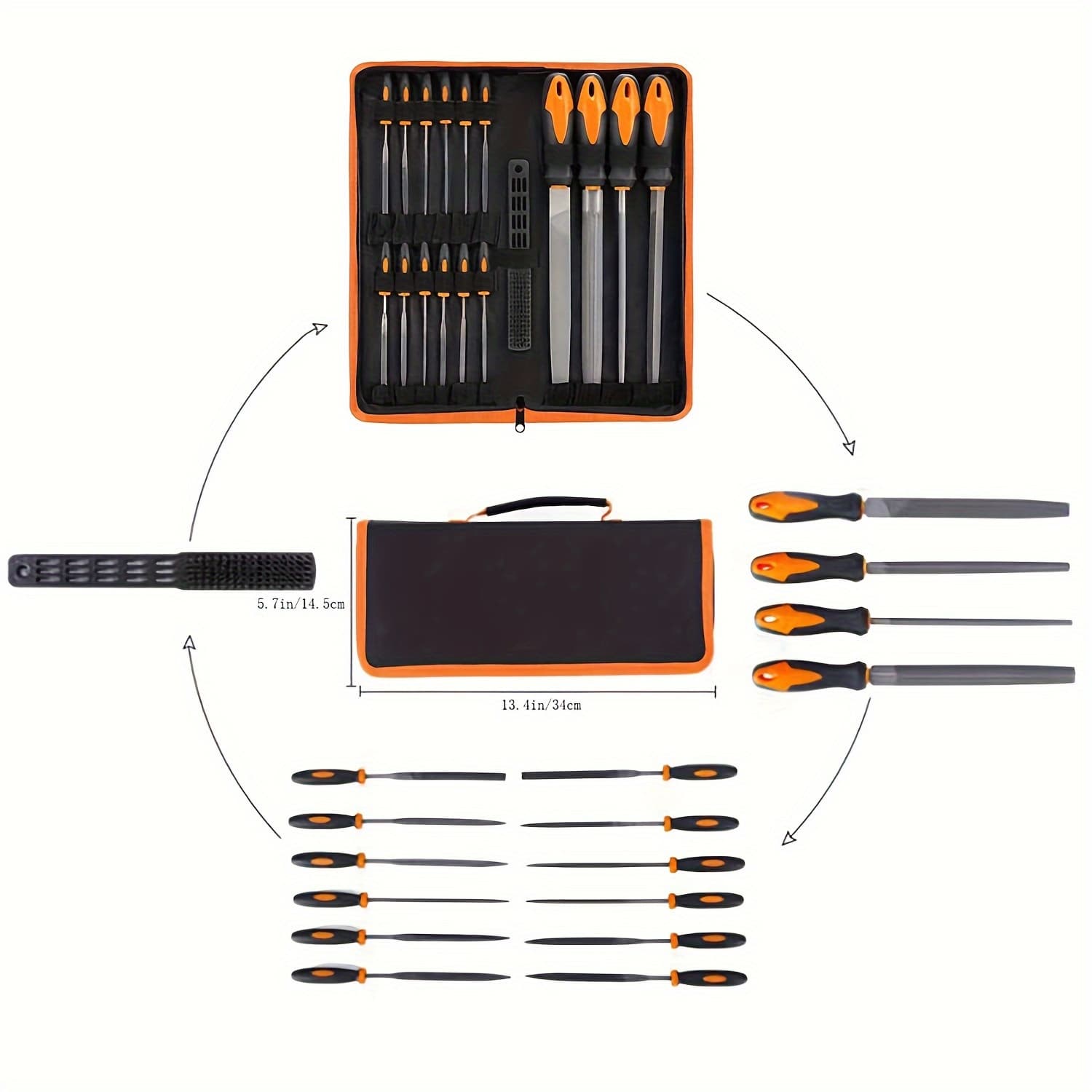 TEMU 17pcs File Tool Set With Carrying Case, Premium T12 Drop- Alloy Steel, Precision Flat//half-round/round Large Files, Includes 12 Needle Files And 1 Brush