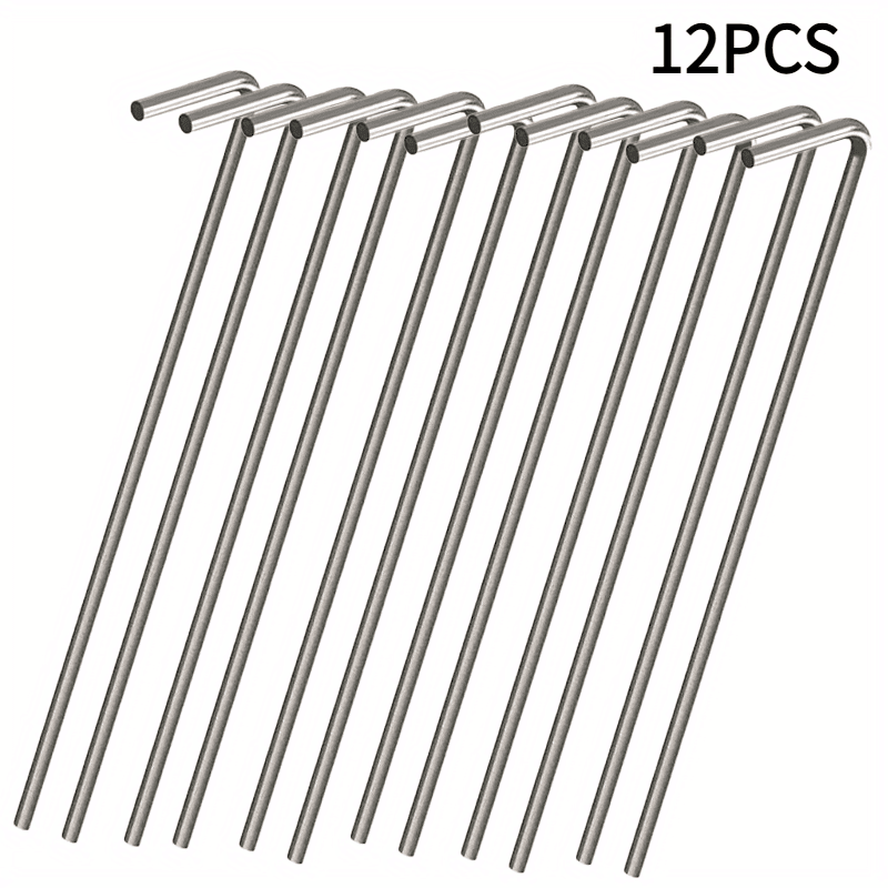 TEMU 12pcs Stainless Steel Tent Pegs- Ideal For Camping, Gardening& Christmas Decorations