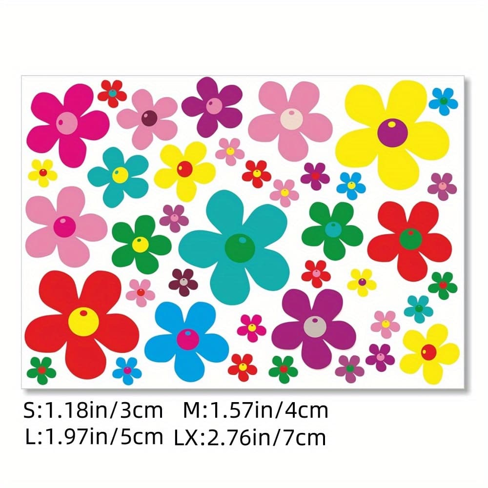 TEMU 2d Flat, 40pcs Flower Stickers Prilblumen Sticker Set Suitable For Kitchen, Bathroom, Car, Bicycle, Suitcase, Laptop, Phone, , Scooter, Outdoor Waterproof Stickers(colorful), 2d Flat