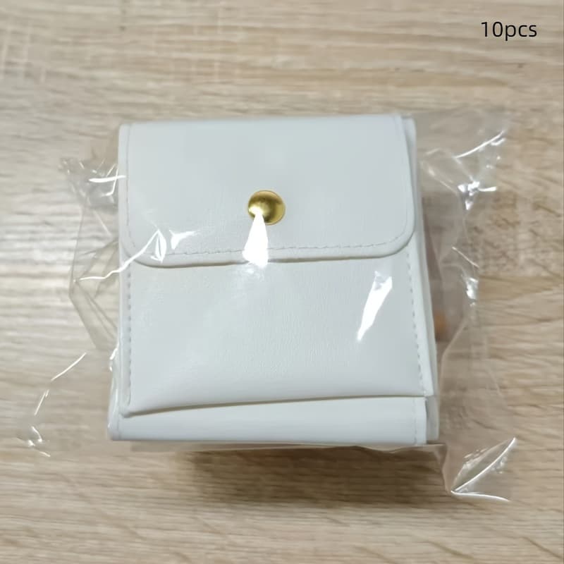 TEMU 10pcs White Jewelry Bags With Elastic Closure - Luxury Gift Bags For Earrings, Necklaces, Bracelets And Rings - Perfect For Storage And Sorting