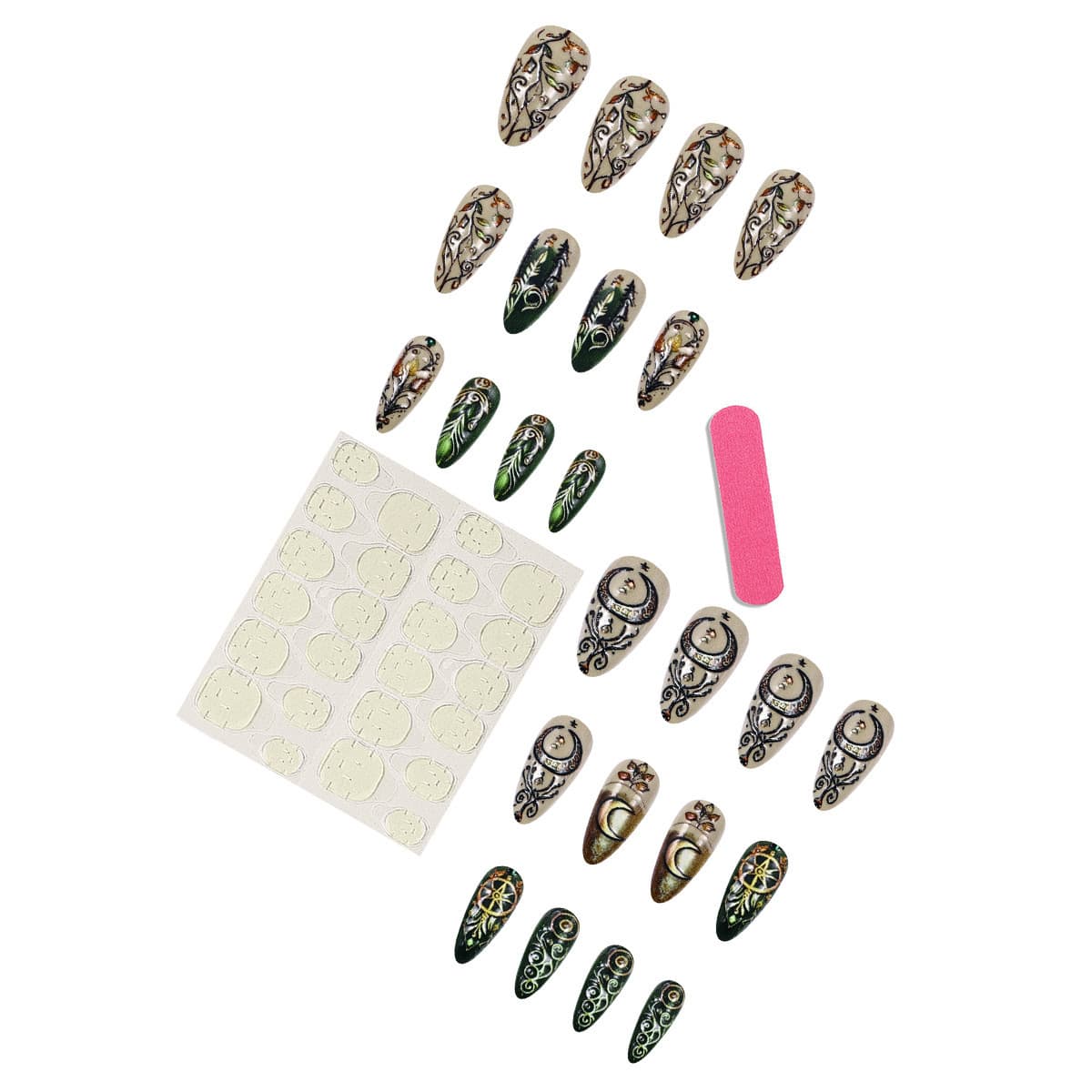 TEMU 24pcs Wear Nails Mandala Style Moon Nail Art Piece Removable Fake Nail Piece