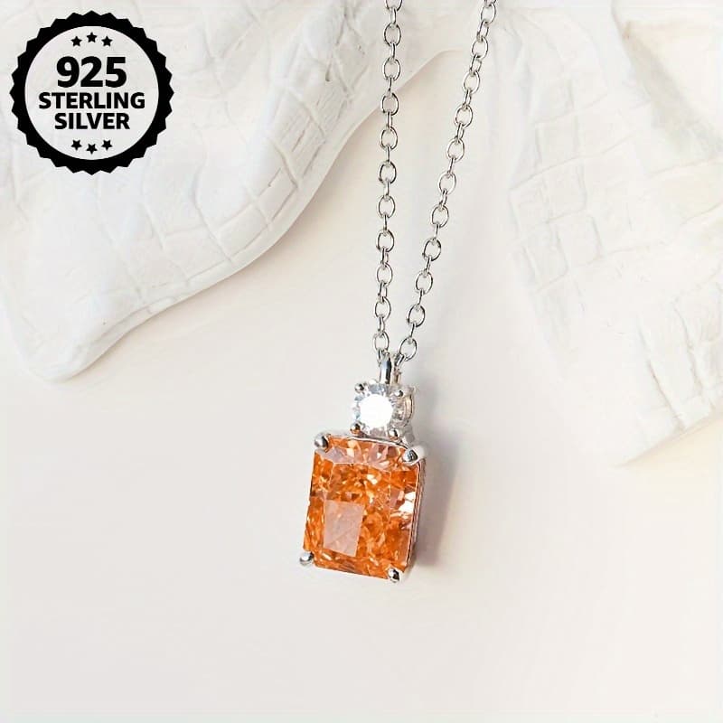 TEMU A S925 Pure Silvery Cut Orange Necklace, With A Simple And Elegant Style, Suitable For Daily Decoration Of Women And. An Exquisite Jewelry For Dating Gifts And An Ideal Birthday And Wedding Gift