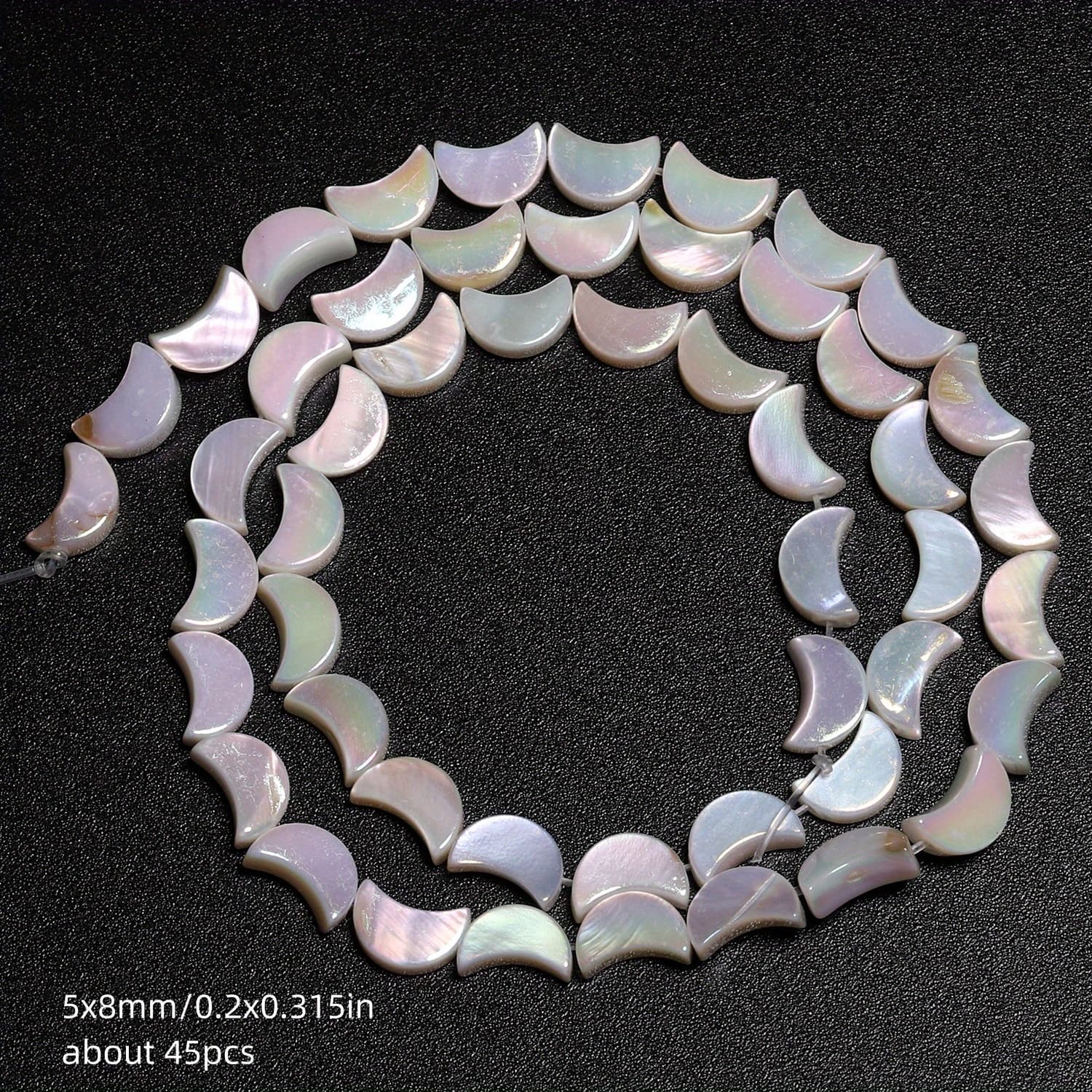 TEMU 45pcs 5x8mm Natural Stone Colorful Moon Shaped Loose Beads, Suitable For Bracelets, Necklaces, Earrings, Jewelry Making Supplies, Ramadan Gifts
