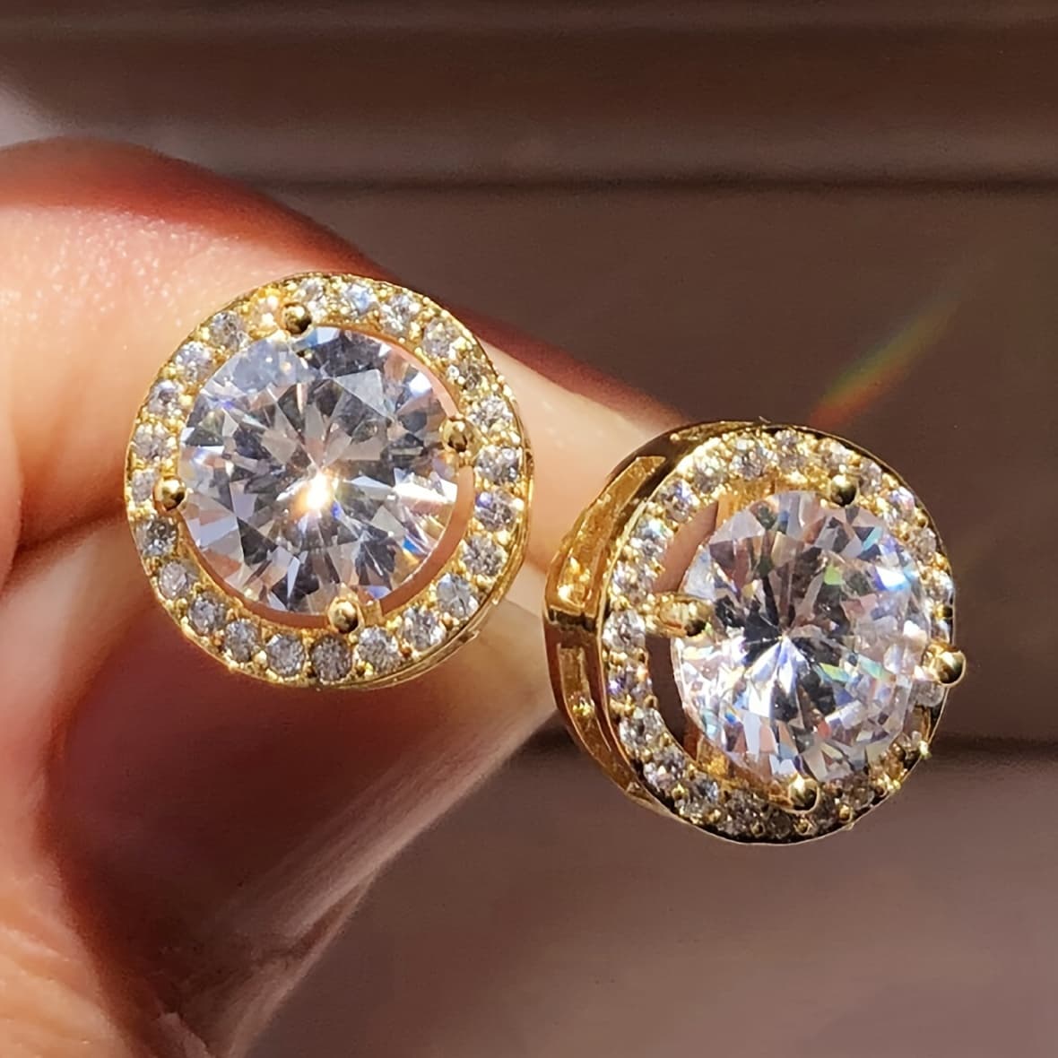TEMU A Set Of Stylish Alloy Earrings Featuring Round Cubic Zirconia, Earrings, Perfect For Valentine's Day, Anniversaries, Or Birthday Party Gifts, Jewelry
