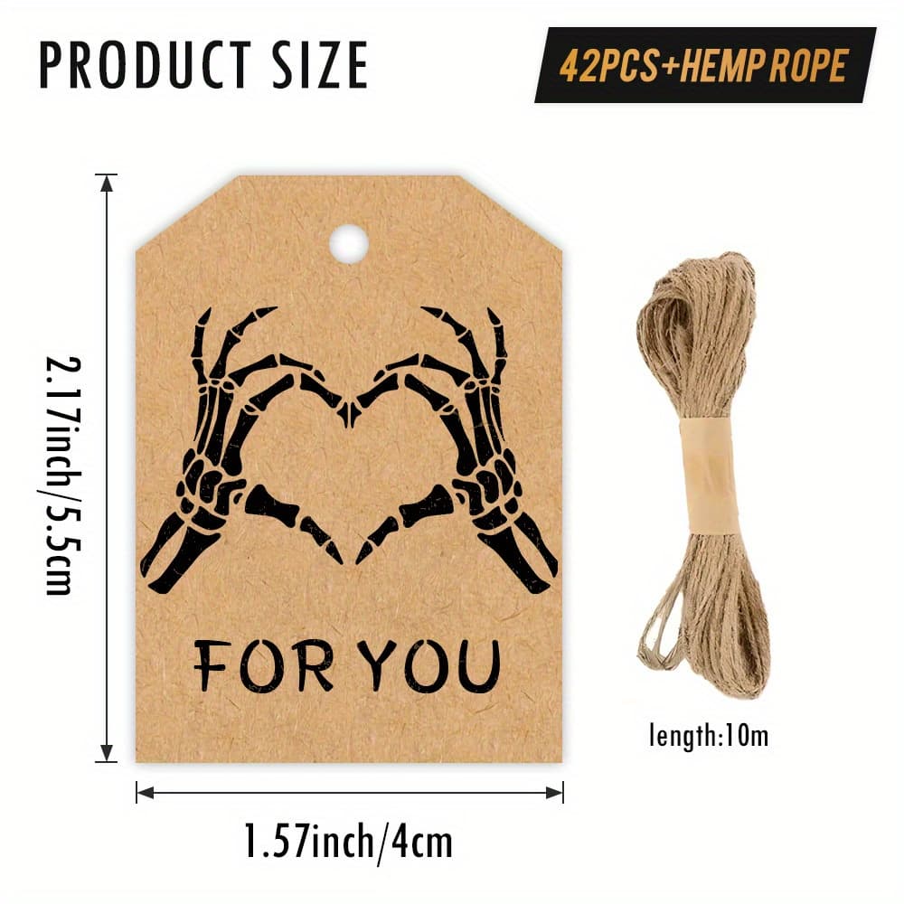 TEMU Set Of 42 Paper Tags Featuring Skeleton Hands A Heart Shape, Perfect For Goth-themed Gifts, Edgy Love Presents, Alternative Event Decorations, And More, Conveying A Distinct Form Of