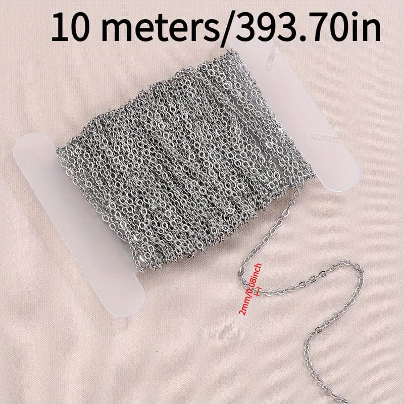 TEMU 10 Meters Classic Cross Chain Stainless Steel Thin Bracelet/necklace For Jewelry Additions & Jewelry Making Supplies