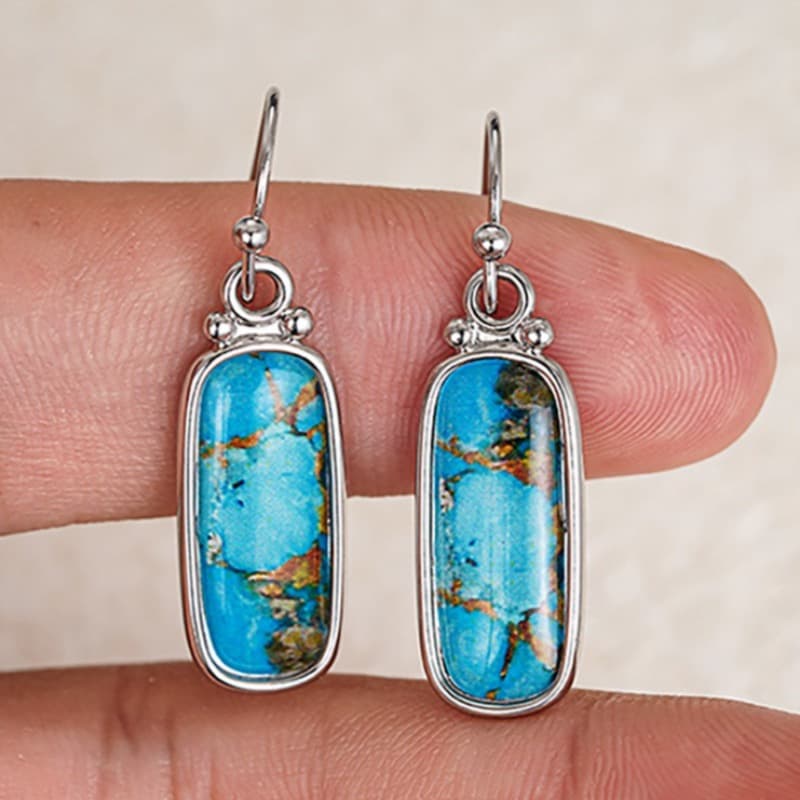 TEMU 1 Pair Easy Vintage Inlay Resin Pattern Rectangular Pendant Earrings For Women Daily Party Holiday Earrings Jewelry Wedding Anniversary Gifts