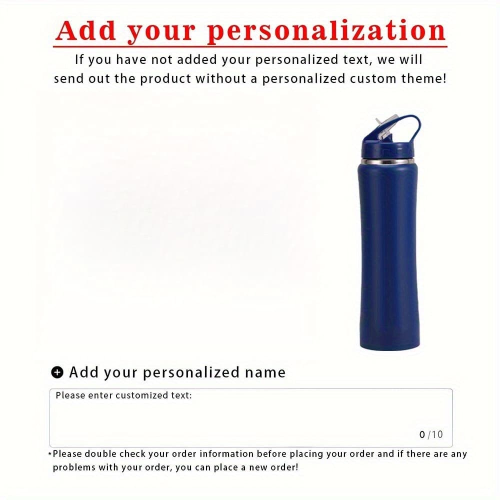 TEMU Personalized Insulated Stainless Steel Water Bottle With Straw, Engraved Fitness & Cycling Bottle, Perfect Gift For Men Women