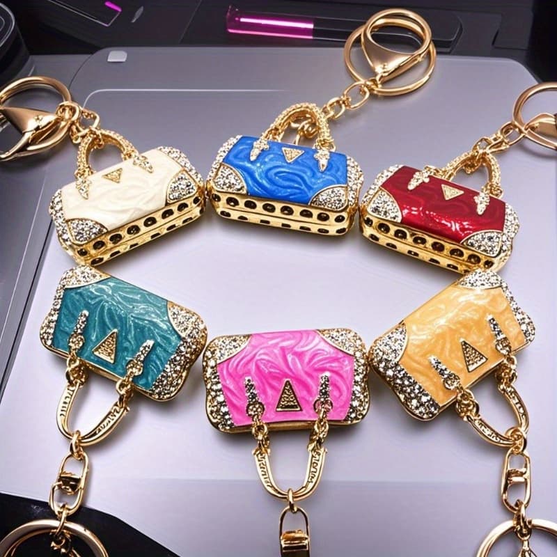 TEMU 6pcs Of Elegant Retro Jewelry, Bag Pendant, Car Keychain. Artificial Zirconia, Colorful Enamel Cloud Pattern . Recommended For Dating, Birthday Parties, , Gifts And Daily Matching.