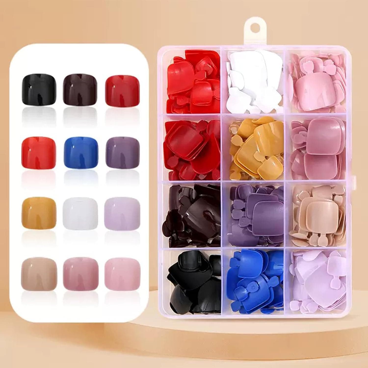 TEMU 288pcs Press On Toenails Short Square Fake Toenails Solid Color False Toenails False Toenail Tips Glossy Toe Nails Press Ons, Artificial Stick On Toe Nails For Women Manicure 12colors