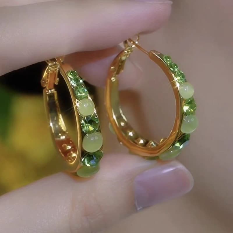 TEMU 1 Pair Of 925 Green Earrings With Design, High-end Temperament, Light Earrings, Women's Gift Jewelry