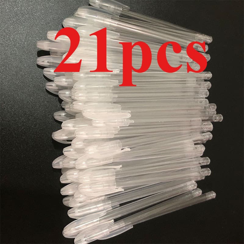 TEMU 21pcs Transparent Empty Pen Holders, Universal Transparent Pen Case, Empty Hand Account Pen, Suitable For Regular Pen Additions, And A For Pen Refills
