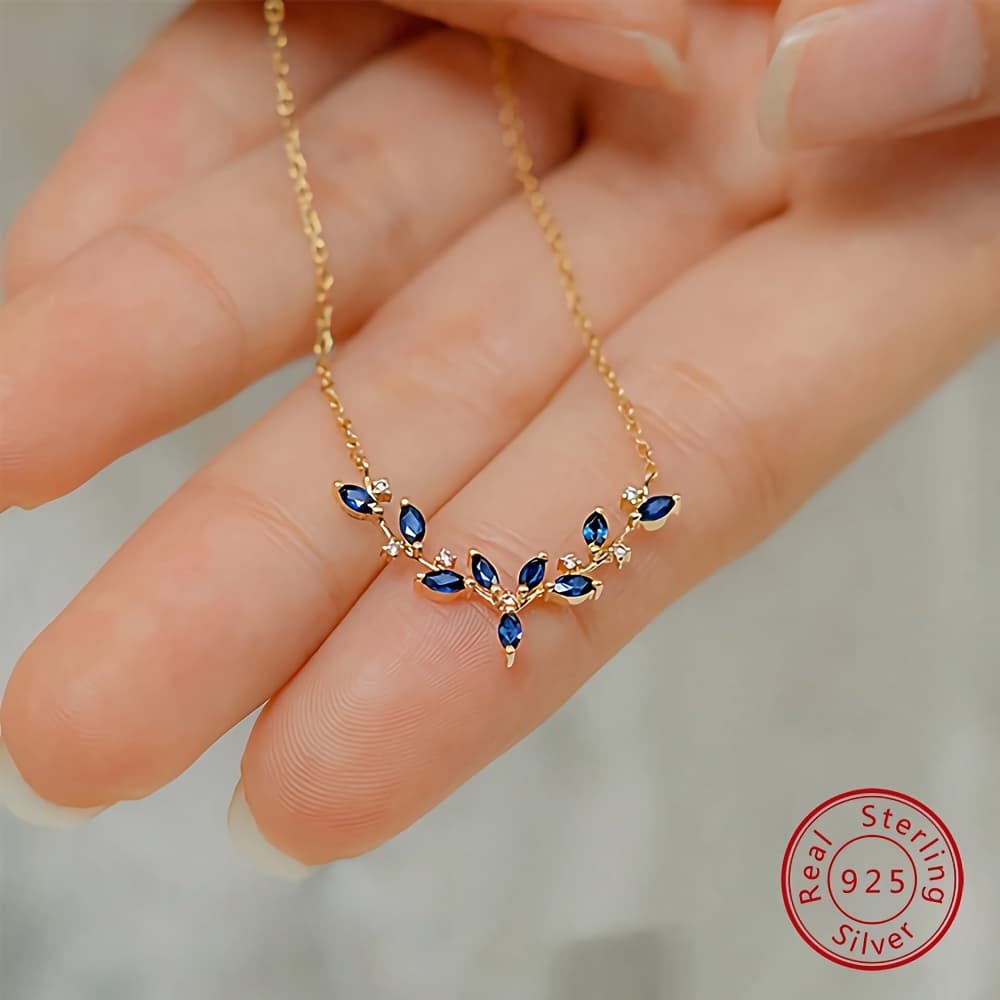 TEMU Easter Gift, Easter Present, Easter Ornament - 2.8g Minimalist Unique S925 Sterling Silvery Blue Synthetic Zirconia Pendant Necklace For Women, Valentine's Day, Anniversary, New Year Gift