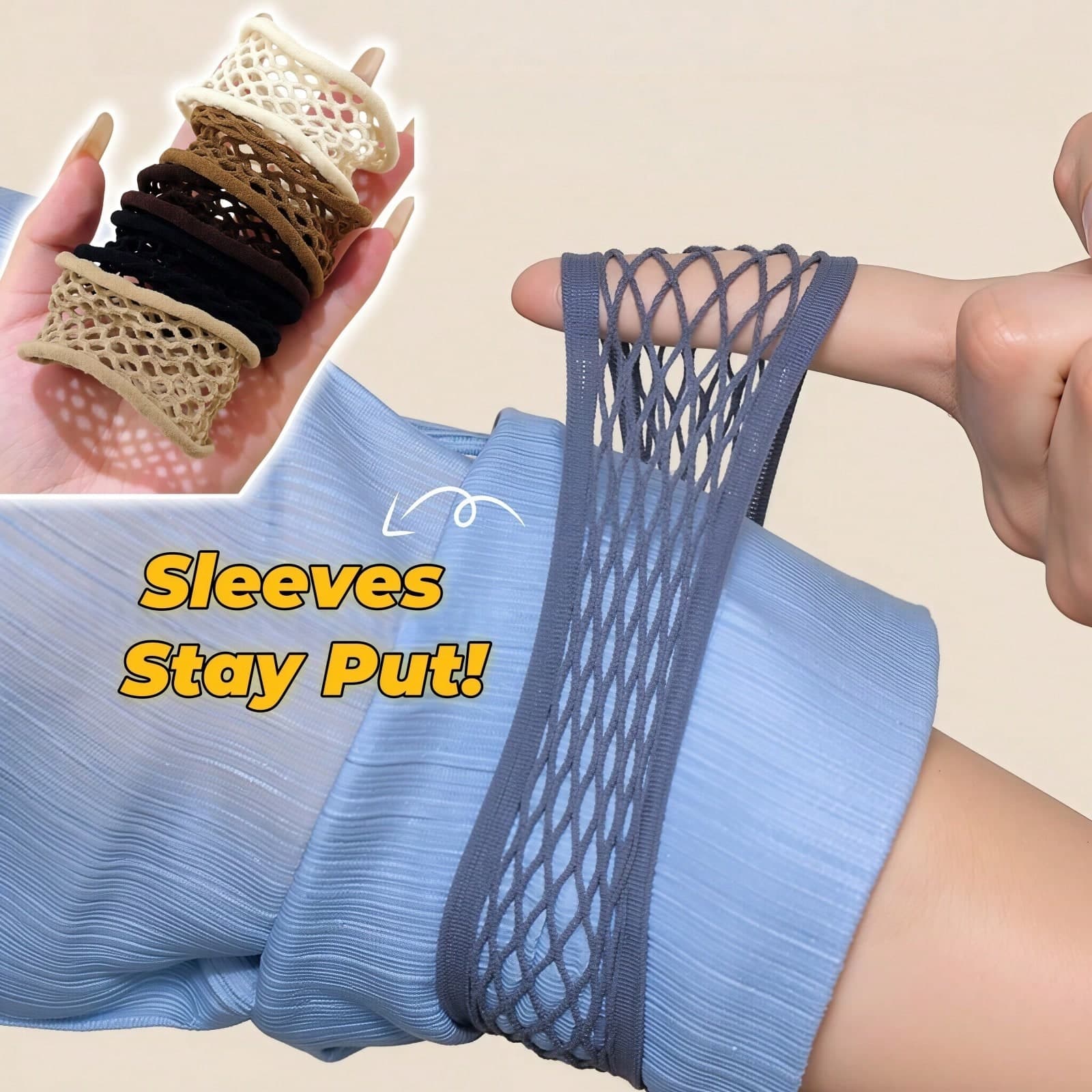 TEMU 6pcs Adjustable Non-slip Sleeve Garters Set | Unisex Seamless Shirt Cuff Tightener | Suitable For Suits, Shirts And Hanfu, Elastic And Reusable Quick Fastening Tool