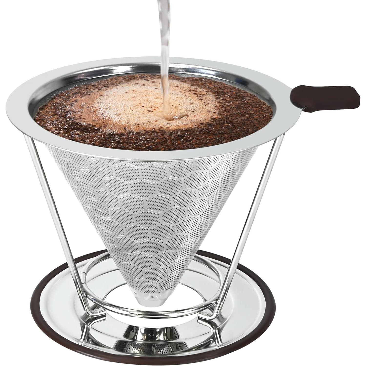 TEMU Coffee Dripper For Pour-over Brewing, Featuring 800 Mesh Steel Filters That Enhance Extraction For A , Made Of Stainless Steel, And Designed For A Brewing Experience