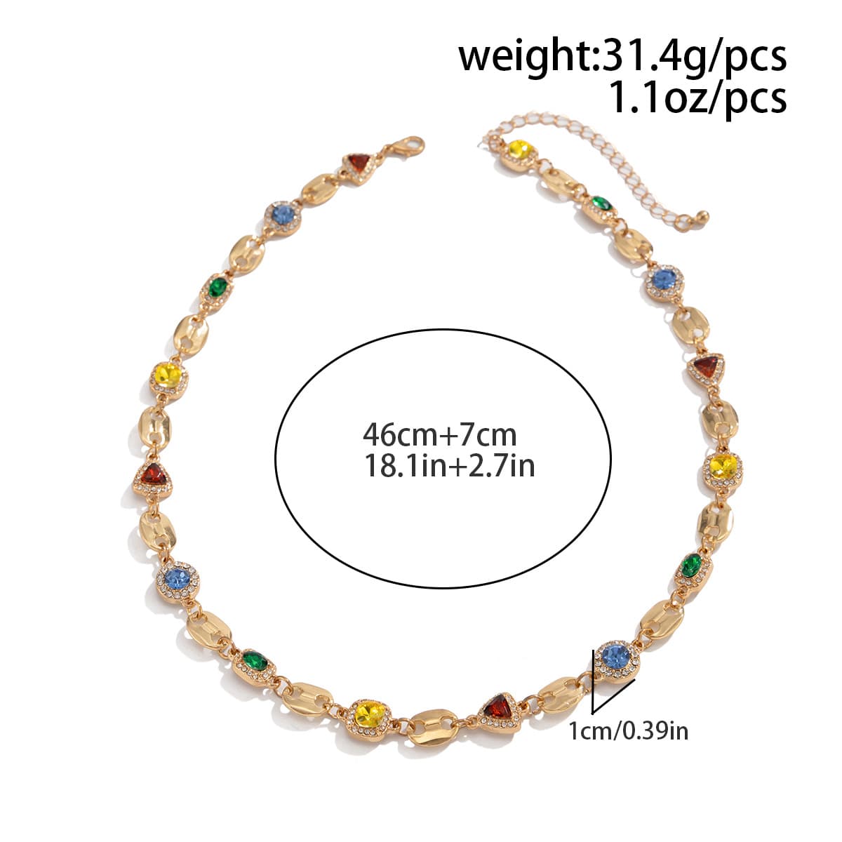 TEMU Men's 14k Gold Plated Rhinestones Necklace & Charm Bracelet - Hip Hop Retro Light With Shiny Collarbone Chain, Options (///cruby), Non- For Casual Attire Or , 14k Gold Plated