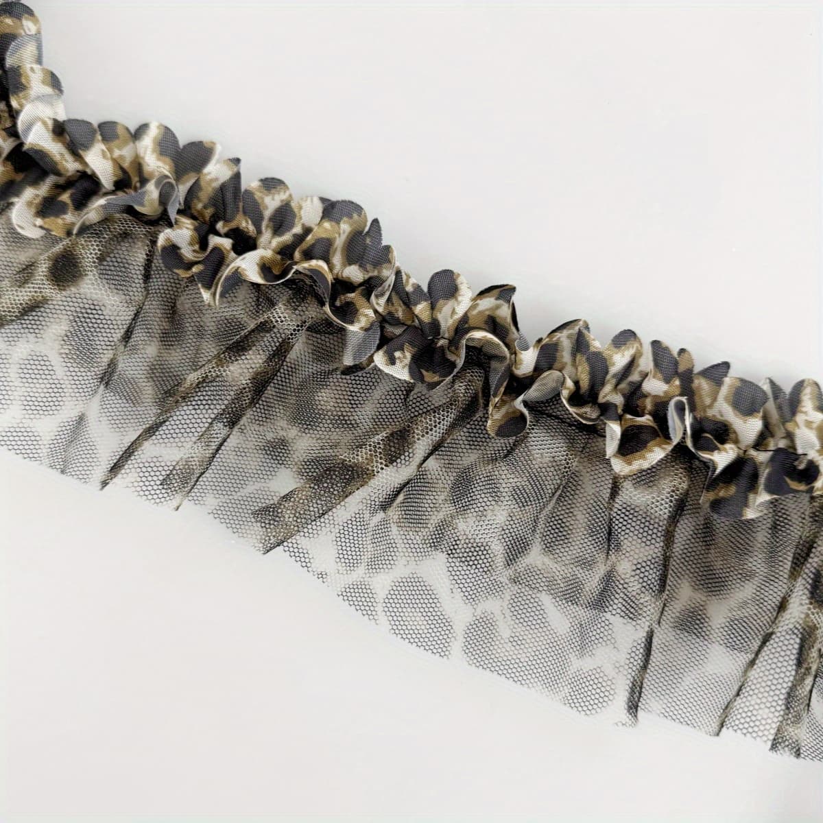 TEMU Unique Leopard Print Lace Trim | Design Double Layer Pleated Lace Trim Ribbon - For Diy Crafting Accessory & Home Decor, Clothing Splicing, Collar, Skirt, Sewing Material, Lace Fabric