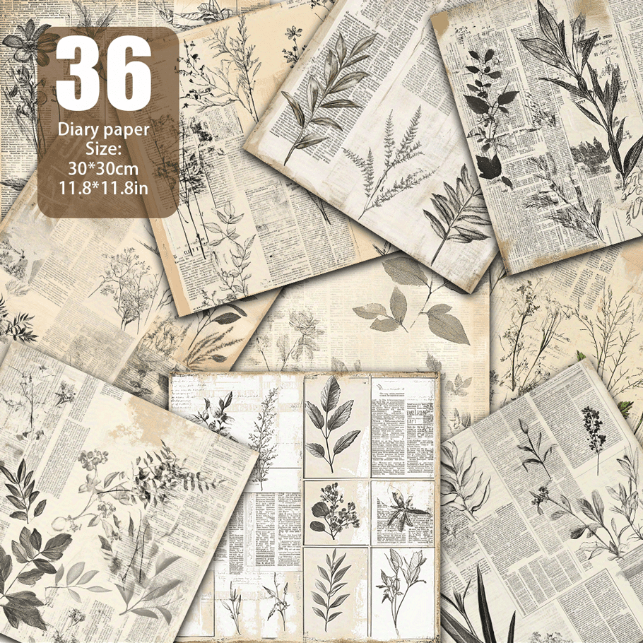 TEMU 36 Sheets Of Vintage French Newspaper Collage Paper, Decorative Paper Suitable For Background Decoration Handmade Rubbish Diary And