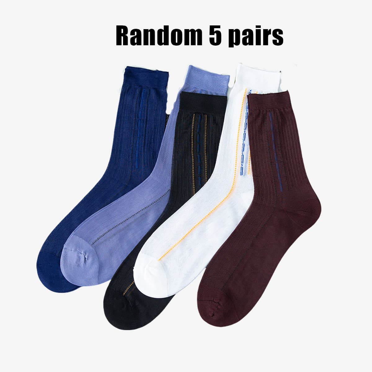 TEMU 5 Pairs Formal Thin Breathable Spring And Summer Business Mid-tube Socks Suitable For Men' Wear Random