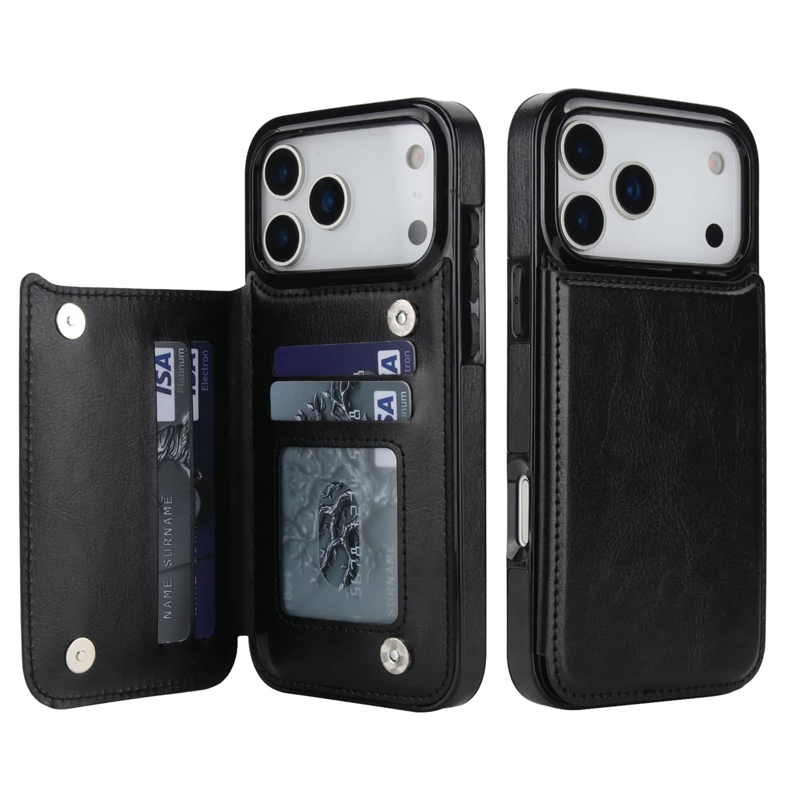 TEMU Phone Case - For Iphone 17 Pro Max 17 Air 17e Wallet Case With Card Holder, Faux Leather Kickstand Card Slots Case, Double Magnetic Clasp And Durable Shockproof Cover