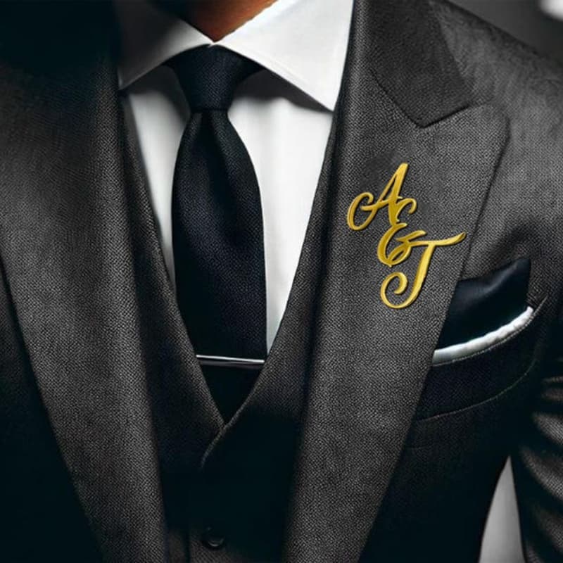 TEMU Stylish Wedding | Gifts For | Custom Initial Brooch For Men