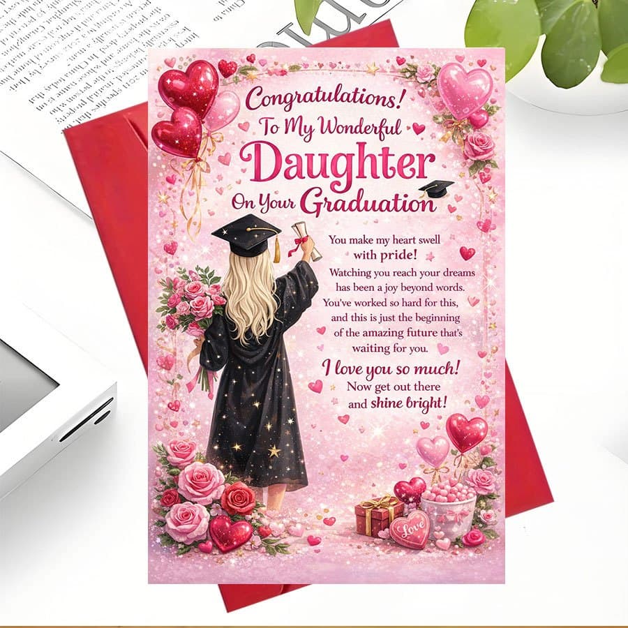 TEMU 1pc Graduation Congratulations Card For Daughter Perfect Gift From Parents And Ideal For Graduation Party And Mom Or Dad To Show