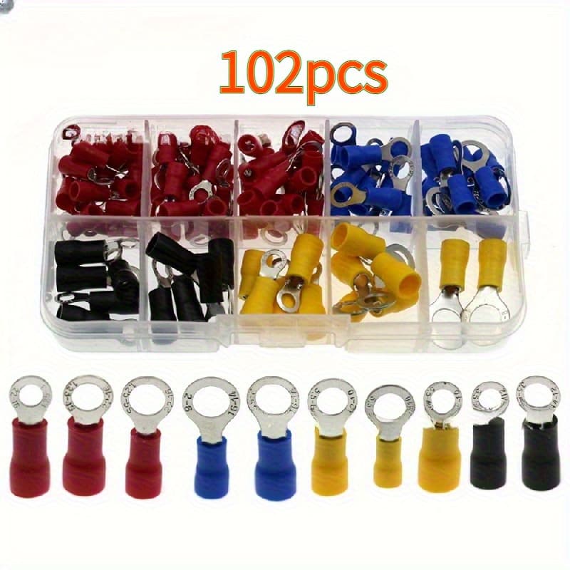TEMU 102pcs Universal Wire Connector Kit | Crimp Terminals & Rivet Set, Connection Set, Copper Contact, Pvc, Uncharged