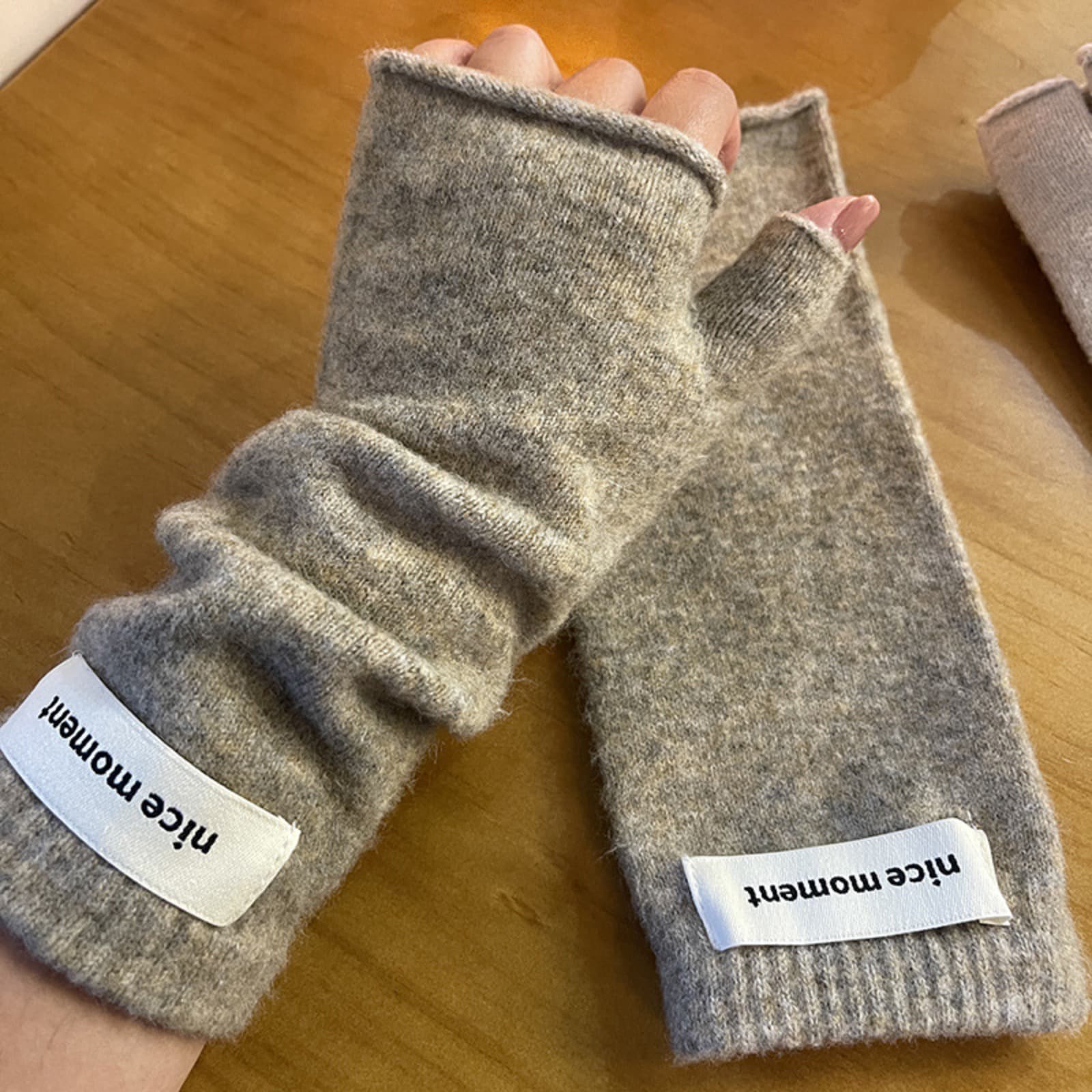 TEMU 1pc French Lazy Style Puff Half Finger Gloves For Women, Korean Version, Warm And Thick Winter Gloves With Fingertip , Unisex