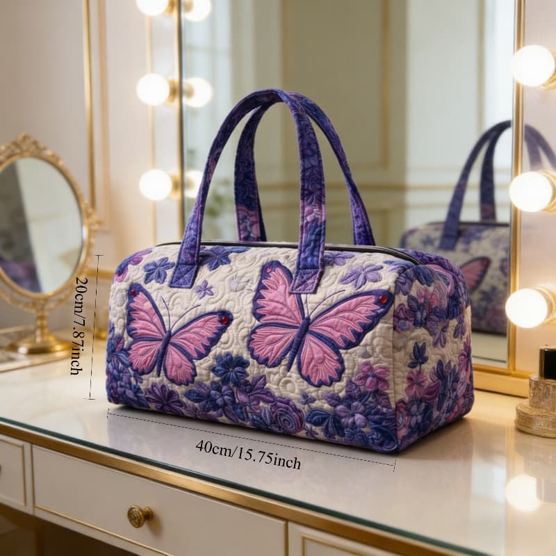 TEMU Women's Bohemian Quilted Handbag With Flower - Quilted Tote Suitable For Travel, Gym, Picnic & Shopping, Bag With Style, Handheld Carry For Home, Fitness, And Daily Use
