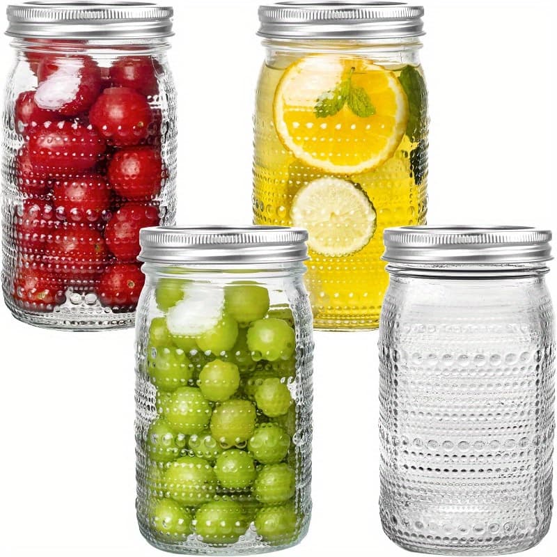 TEMU Mason Jars 32 Oz With Lids Wide Mouth 4 Pack, Glass Jars Canning Jars Large For Centerpieces Pickling Storage Food Meal Prep Salad Jam