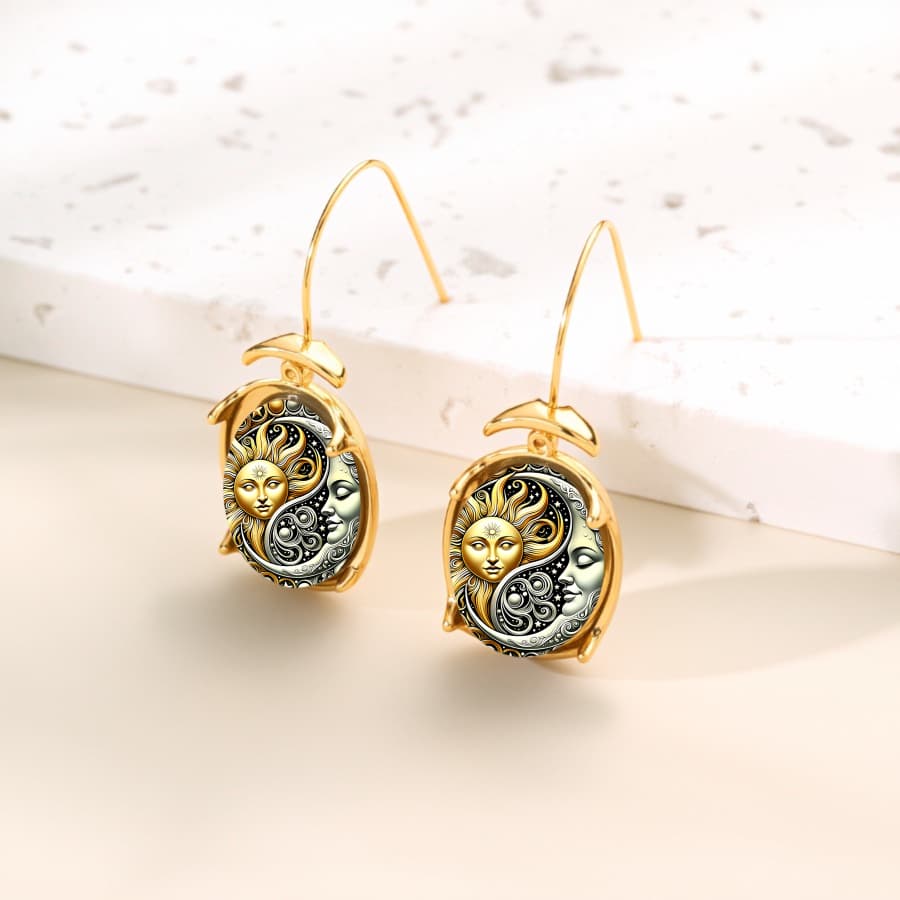 TEMU 2pcs Yin Yang Earrings Suitable For Daily Wear & Gifts - Sun Moon Celestial Jewelry, Yin Yang Balance Symbol, For Christmas Valentine' Easter Gifts, Elegant Accessories (no Plating)