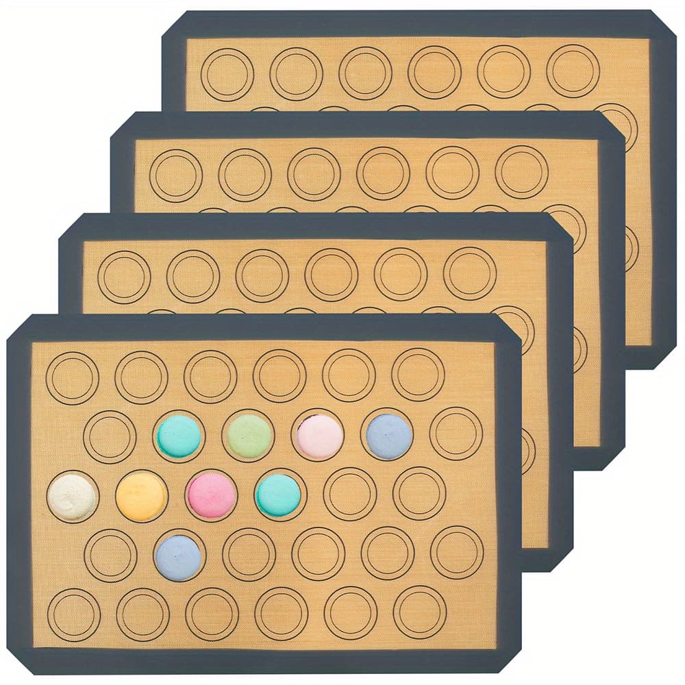 TEMU 4pcs Silicone Macaron Baking Mats - Reusable, Heat-resistant Oven Liners For Perfect & Pastries, Dishwasher Safe, 16.6x11.6 Inches