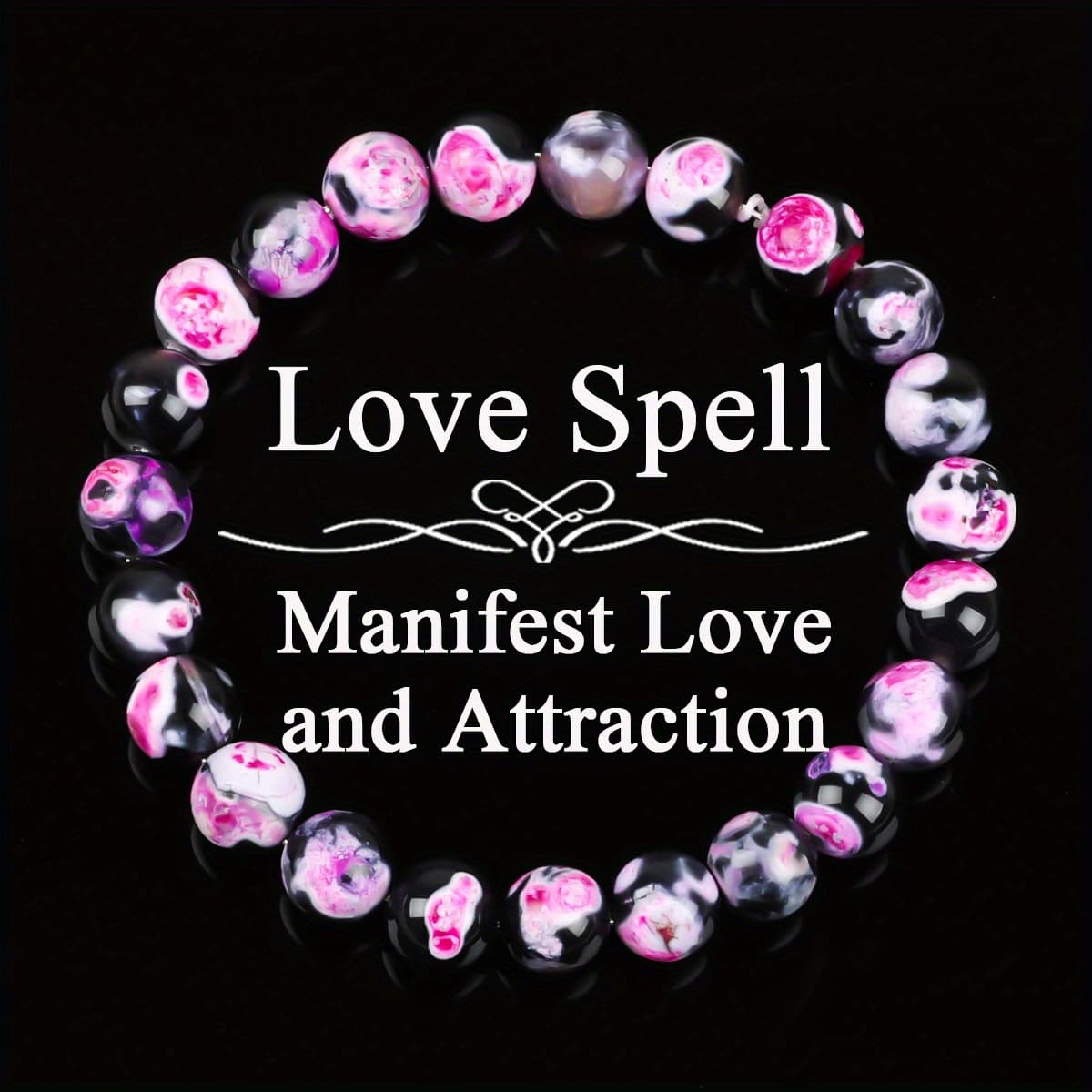 TEMU Bracelet For Love Spells, And , Made With Agate Bead, Fashion Elastic Stretch Bead Bracelet- Jewelry Gift For Women