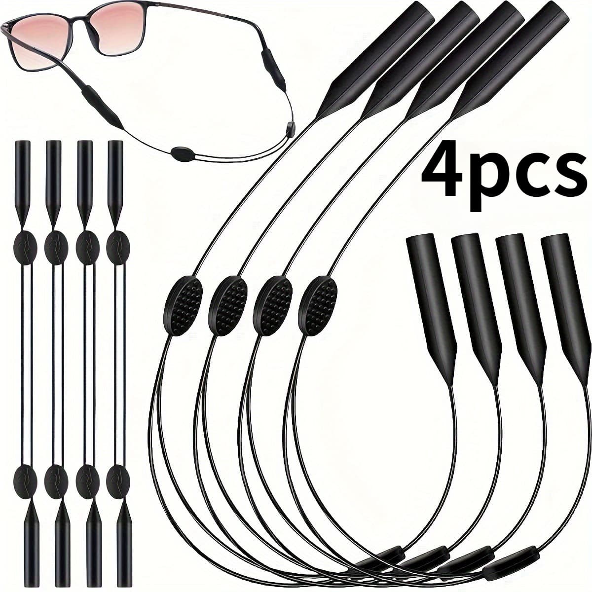TEMU 4- -functional Anti-loss Eyewear Cords, Simple Black Adjustable Fashion Eyeglass Lanyards, Comfortable And Practical Reading Fashion Eyewear Holders, Sports Eyewear Cords