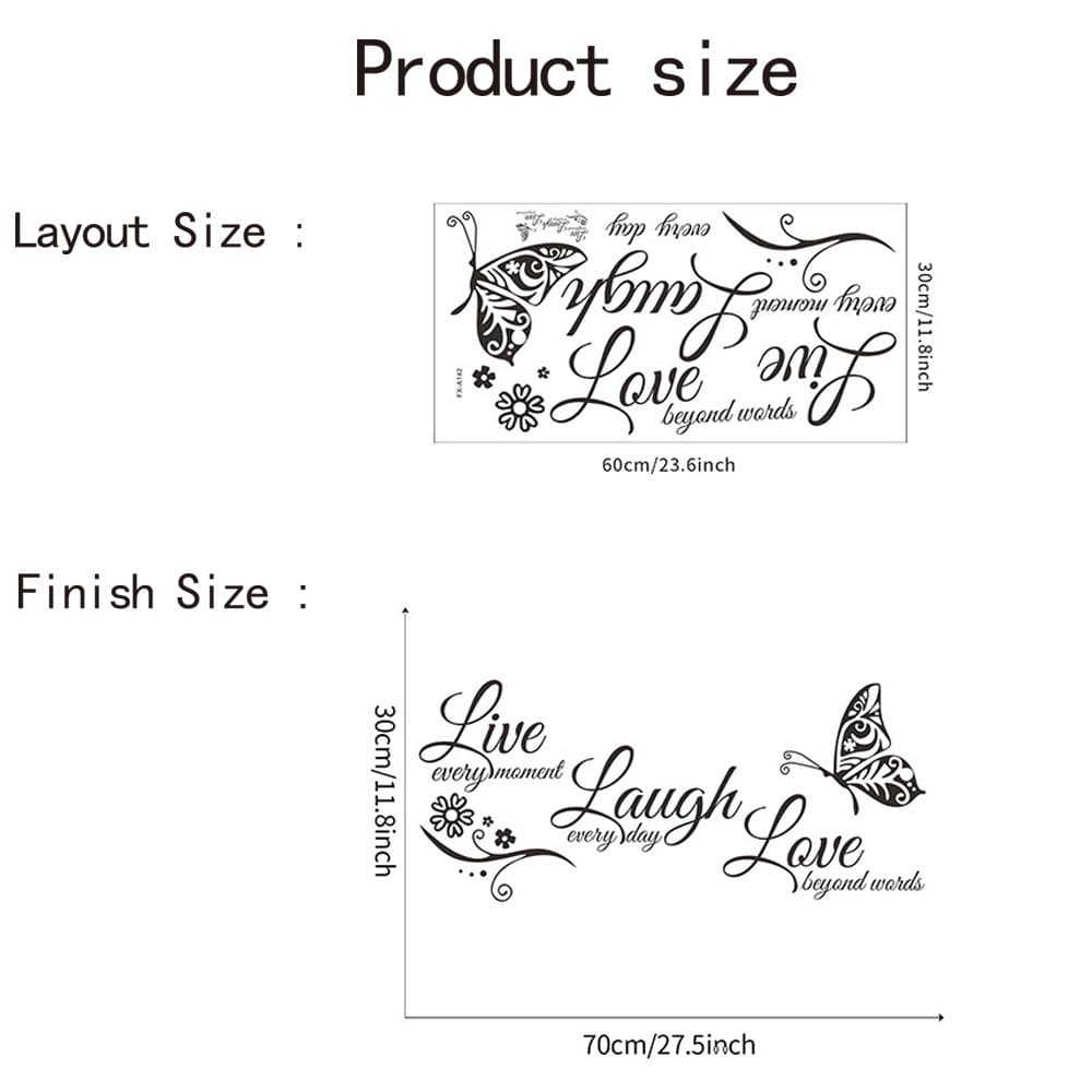 TEMU Wall Stickers With The Words Live And Love, Featuring And Floral Decorations, Self-adhesive Graphic Stickers, Suitable For Glass And Multi-surface Installation, Rectangular Shape, Matte Surface