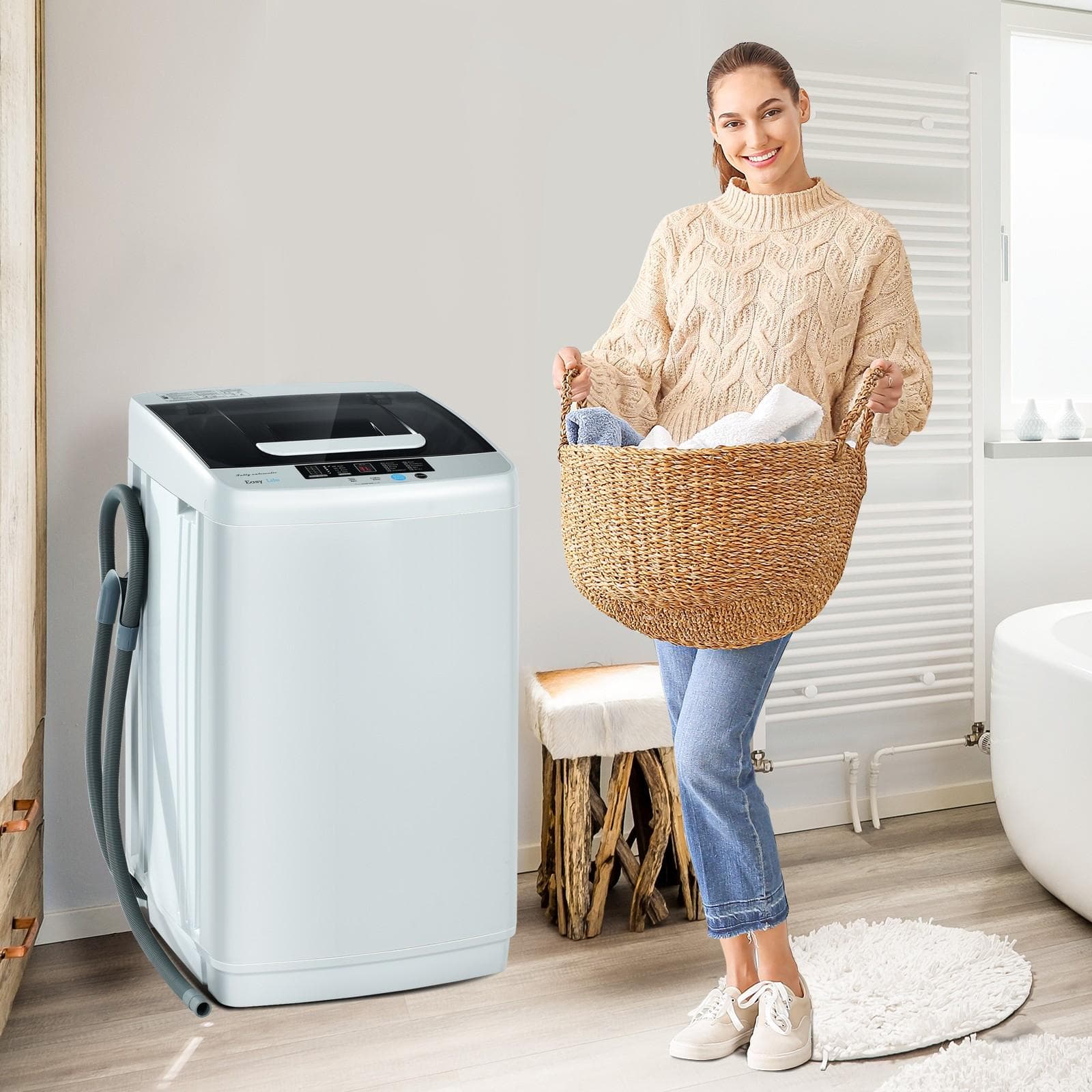 TEMU Portable 8. 8lbs Full- Washing Machine Spin Washer W/ Drain Pump