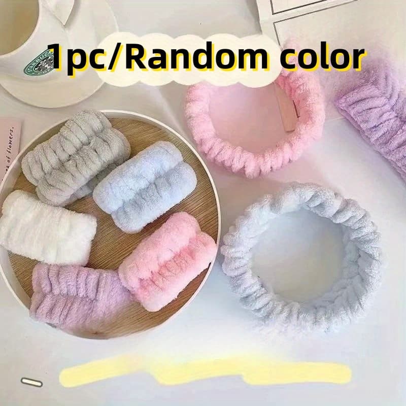 TEMU 1pc/random Color Soft Absorbent Wristband For Washing Face, Running, And Gym; Moisture-proof Elastic Anti-sweat Band