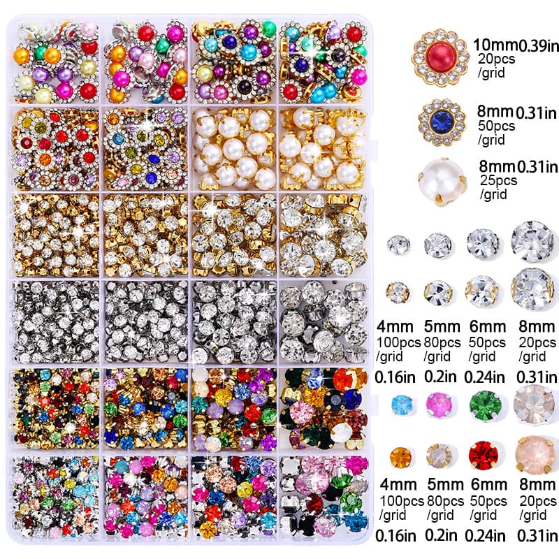 TEMU 850/1250pcs Set Of Sparkling Rhinestones In Colors, Shapes, And Sizes For Garment Bags, Hats, Shoes, Crafts, Christmas Weddings, And , Rhinestones For Sewing, Sewing Supplies