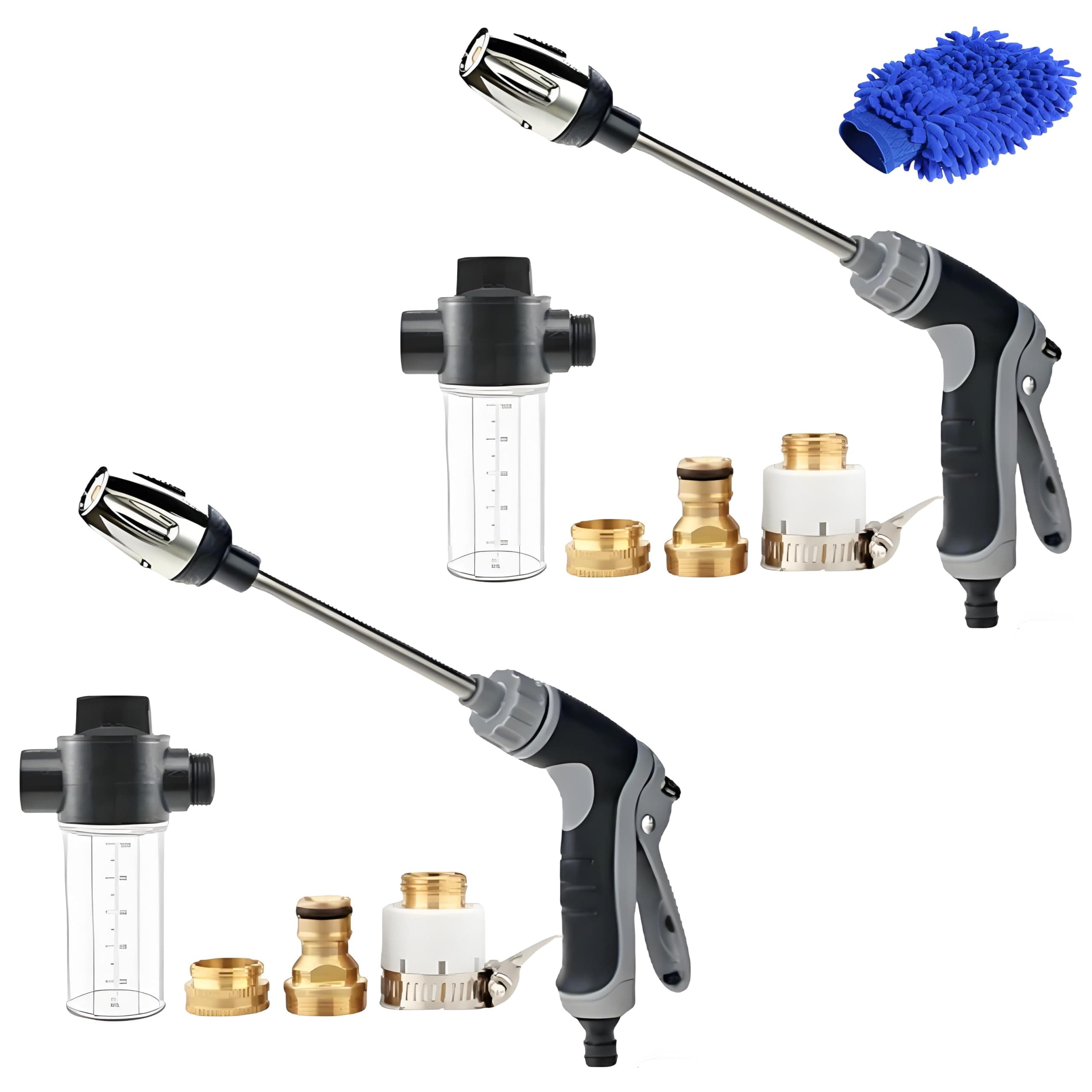 TEMU Hosehawk Pro Pressure Washer, Spray Nozzle Gun, With 360° Rotating For 3 Spray With Foam Pot For Car Washing, Patios And Furniture (a)