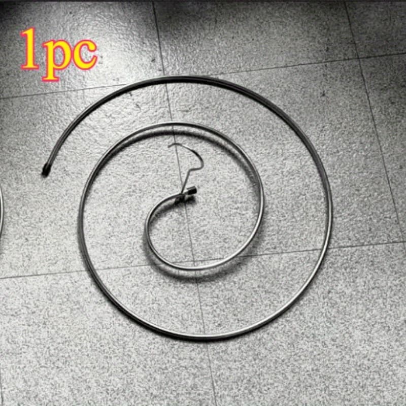 TEMU Single Unit Stainless Steel Spiral Clothes Drying Rack, Shiny Surface, Circular Rotating Laundry Hanger For Balcony, Drying Stand, Drying Racks