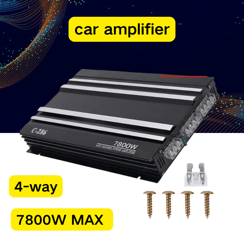 TEMU Car Stereo Amp Car Amplifier 7800w 4 Channels Class Aluminum Alloy Pure Power Amp For 12v Truck Boat Utv Motorcycle