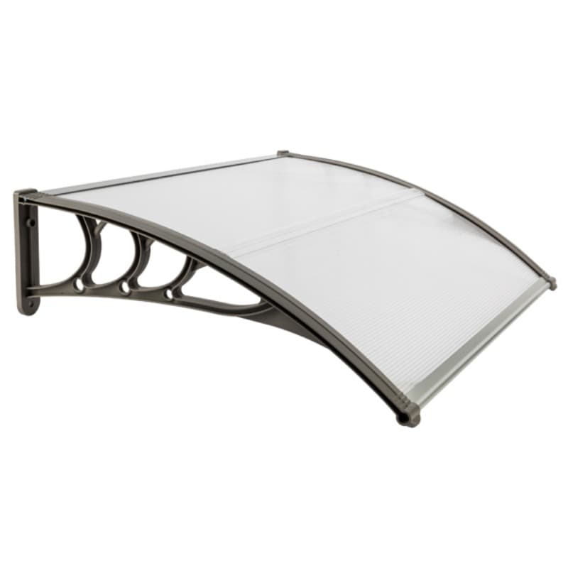 TEMU 40×32in Door Window Awning With White & Gray Mounting Brackets, Waterproof Anti-uv Rust Resistant Rain Cover For Household, Home Improvement & Small Business
