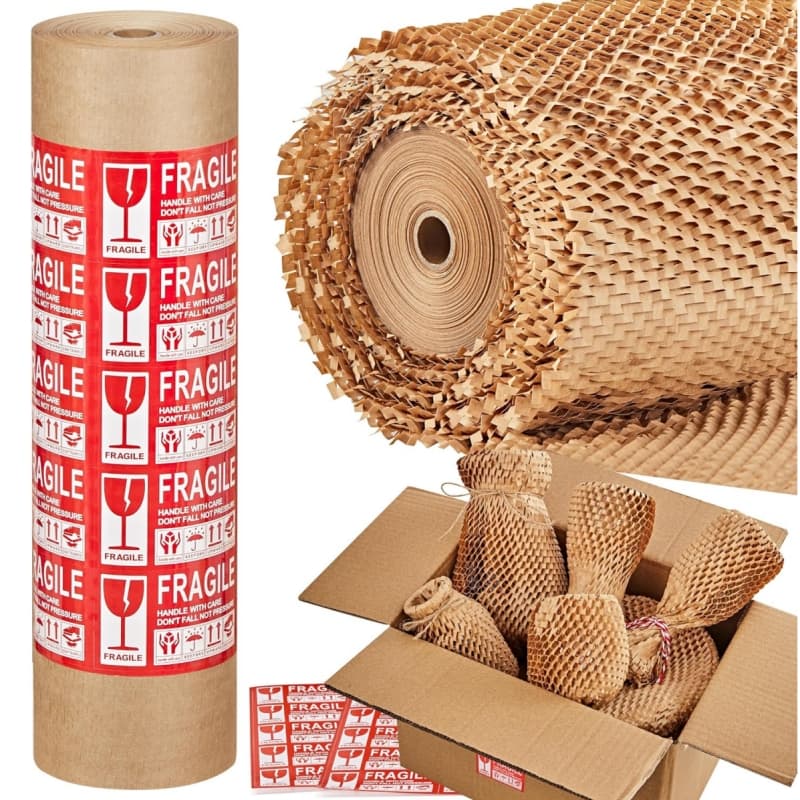 TEMU Honeycomb Packaging, Measuring 196.85 Inches X 12.2 Inches, Suitable For Moving, Product Gift Packaging, Honeycomb Wrapping, And Cushioning Packaging With 10 Fragile Label