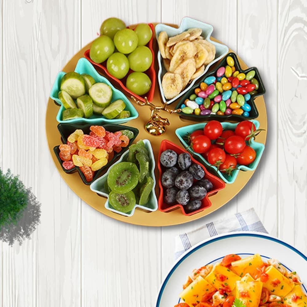 TEMU Snack Plate - Dessert Supply | 8-grid Candy Plate | Decorative Fish Shaped Clamp Bowl Snack Plate, Used For Appetizer, Sushi, Dessert