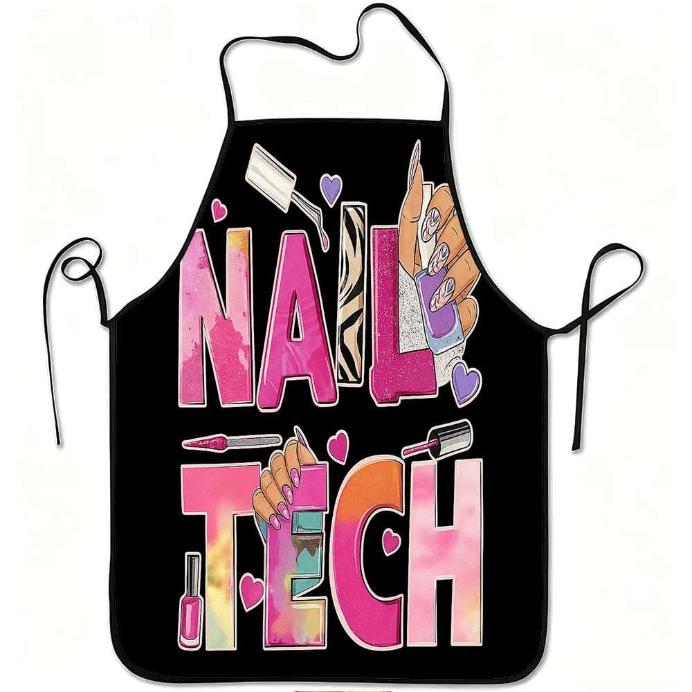 TEMU 1pc Nail Tech Funny Print Apron, Durable And Easy To Clean, Adjustable Waistband, Polyester Material, For Kitchen Cooking, Gardening, Picking, Christmas Halloween,.