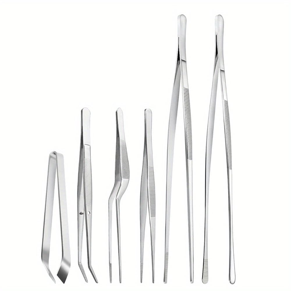 TEMU Cooking Tweezer Tongs Set Stainless Steel Mini Tongs Tweezers For Cooking Repairing Seafood Barbecue Kitchen Stuff Cooking Tool Set Of 6 Kitchen Tools, Kitchen Gifts