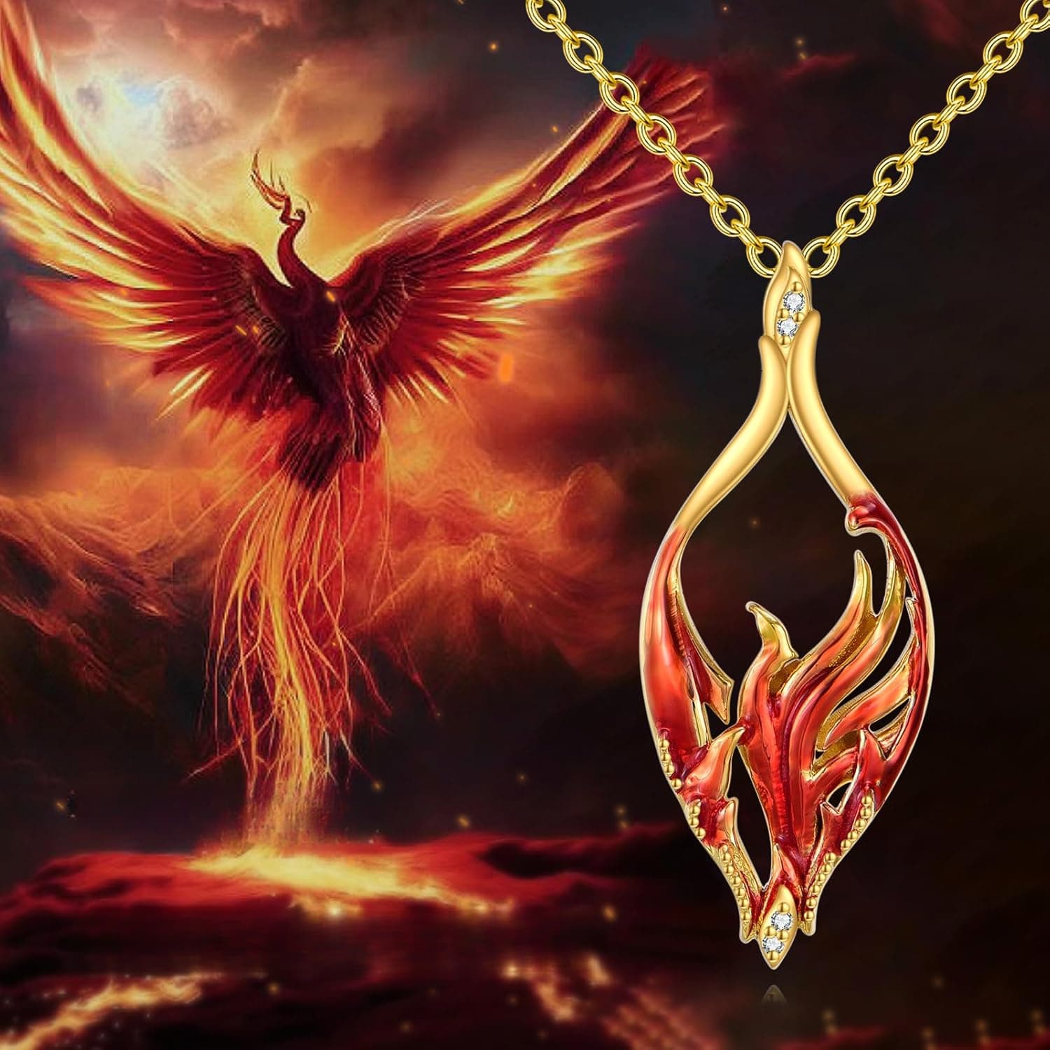 TEMU Creative Phoenix Pendant Necklace Christmas Gratitude Halloween Commemorative Gift Holiday Birthday Party Jewelry