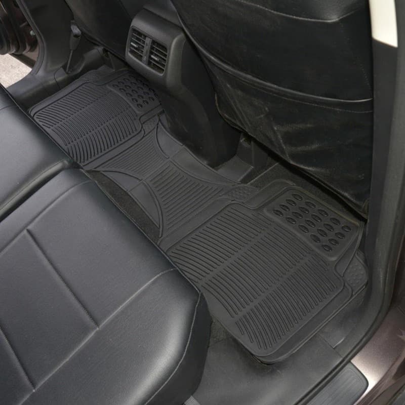 TEMU 1pc Heavy-duty Sturdy Ribbed Rubber Rear Floor Mat Liner, Protection, Designed For Trucks, Sedans And Suvs